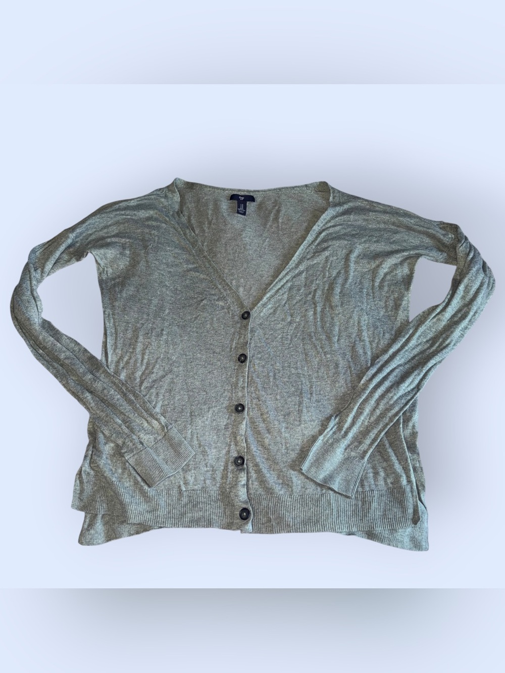 GAP Gray Knit Button Up Sweater